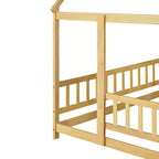 Lit double et lit au sol Whisen, structure en bois avec clôture pour des espaces de sommeil sûrs et imaginatifs pour les enfants