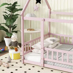 Lit double et lit au sol Whisen, structure en bois avec clôture pour des espaces de sommeil sûrs et imaginatifs pour les enfants