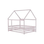 Lit double et lit au sol Whisen, structure en bois avec clôture pour des espaces de sommeil sûrs et imaginatifs pour les enfants