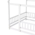 Lit double et lit au sol Whisen, structure en bois avec clôture pour des espaces de sommeil sûrs et imaginatifs pour les enfants