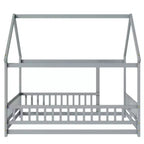 Lit double et lit au sol Whisen, structure en bois avec clôture pour des espaces de sommeil sûrs et imaginatifs pour les enfants