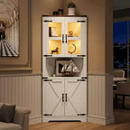 67 Tall Corner Storage Cabinet, Farmhouse Corner Hutch Display Cabinet with Glass Doors, Wooden Storage Organizer