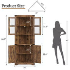 67 Tall Corner Storage Cabinet, Farmhouse Corner Hutch Display Cabinet with Glass Doors, Wooden Storage Organizer