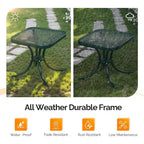 VINGLI Table d'appoint d'extérieur, Table de patio de 18 po avec cadre en acier et plateau en verre trempé, Petites tables résistantes aux intempéries pour balcon, jardin, piscine