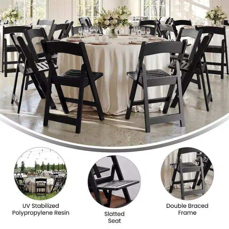 Flash Furniture Lot de 4 chaises pliantes en résine, série HERCULES, capacité de 360 kg, avec siège à lattes