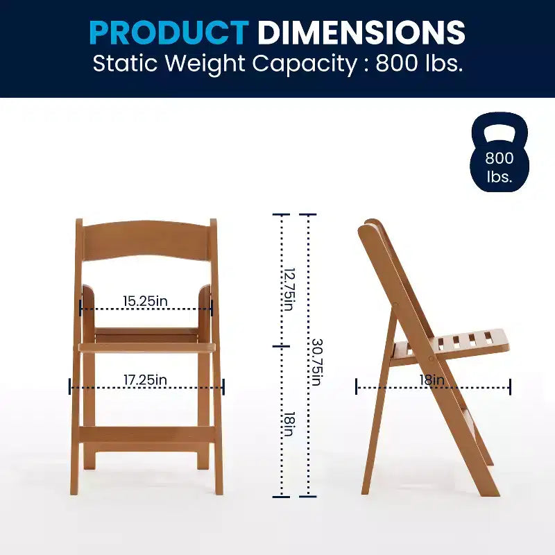 Flash Furniture Lot de 4 chaises pliantes en résine, série HERCULES, capacité de 360 kg, avec siège à lattes