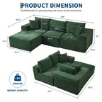 Sectional Sofa - L Shaped Boneless Cloud Couch with 67.5 Chaise, Reversible L/R Facing, No Assembly Required, Corduroy Fabric