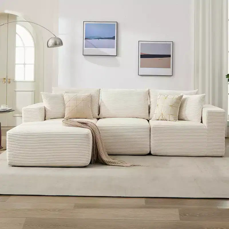 Sectional Sofa - L Shaped Boneless Cloud Couch with 67.5 Chaise, Reversible L/R Facing, No Assembly Required, Corduroy Fabric