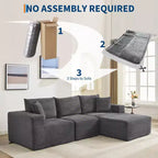 Sectional Sofa - L Shaped Boneless Cloud Couch with 67.5 Chaise, Reversible L/R Facing, No Assembly Required, Corduroy Fabric