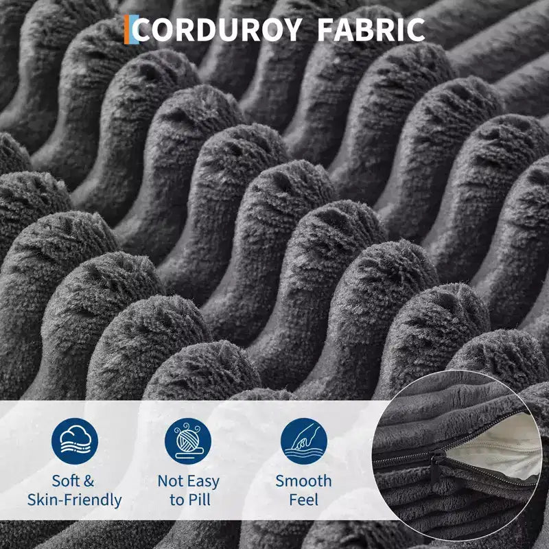 Sectional Sofa - L Shaped Boneless Cloud Couch with 67.5 Chaise, Reversible L/R Facing, No Assembly Required, Corduroy Fabric