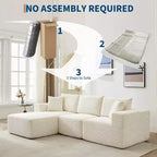 Sectional Sofa - L Shaped Boneless Cloud Couch with 67.5 Chaise, Reversible L/R Facing, No Assembly Required, Corduroy Fabric