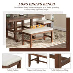 ModernLuxe Ensemble de salle à manger extensible 6 pièces pour 6 personnes, ensemble de salle à manger traditionnel avec table de cuisine, 4 chaises de salle à manger rembourrées et banc, Espresso+Beige