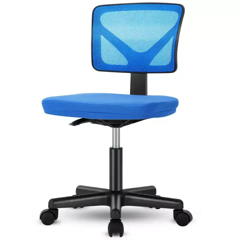 Armless Mesh Office Chair with Adjustable Height and Lumbar Support, Swivel Rolling Computer Desk Chair for Small Spaces
