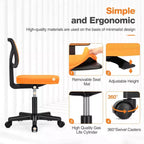 Armless Mesh Office Chair with Adjustable Height and Lumbar Support, Swivel Rolling Computer Desk Chair for Small Spaces