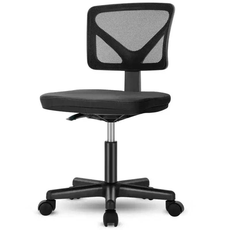 Armless Mesh Office Chair with Adjustable Height and Lumbar Support, Swivel Rolling Computer Desk Chair for Small Spaces