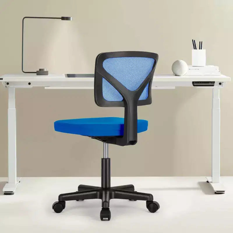Armless Mesh Office Chair with Adjustable Height and Lumbar Support, Swivel Rolling Computer Desk Chair for Small Spaces