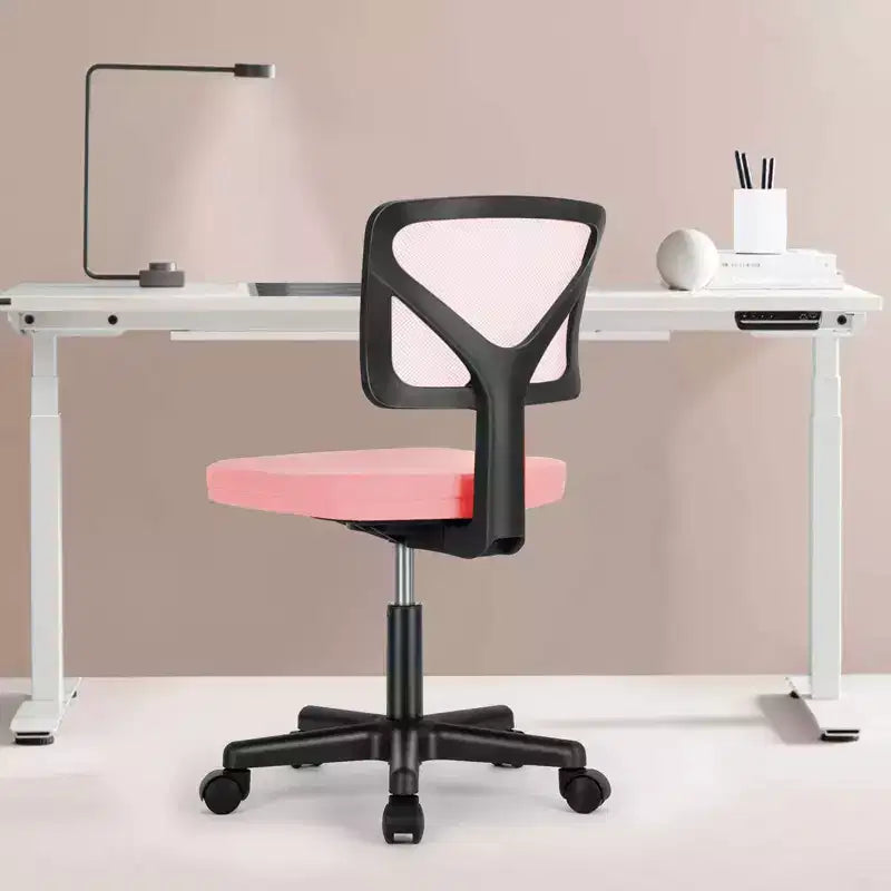 Armless Mesh Office Chair with Adjustable Height and Lumbar Support, Swivel Rolling Computer Desk Chair for Small Spaces