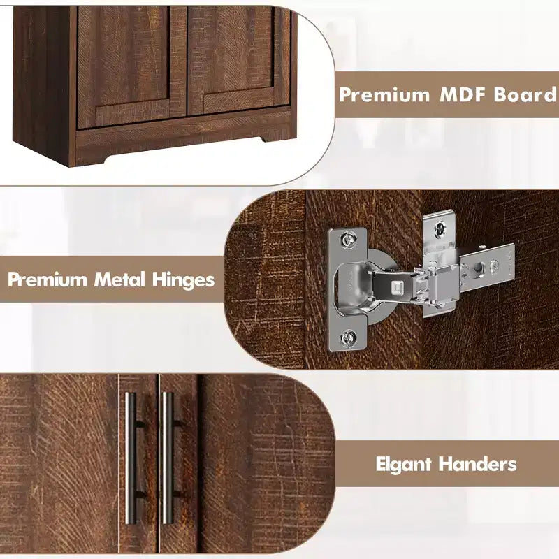 Meuble de cuisine CuisinSmart de 70 pouces de haut, Armoire de rangement sur pied avec 4 portes et étagères réglables, Grand meuble en bois pour bar à café et rangements utilitaires