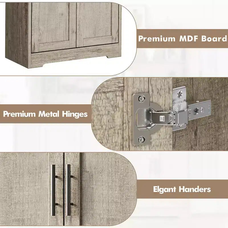 Meuble de cuisine CuisinSmart de 70 pouces de haut, Armoire de rangement sur pied avec 4 portes et étagères réglables, Grand meuble en bois pour bar à café et rangements utilitaires