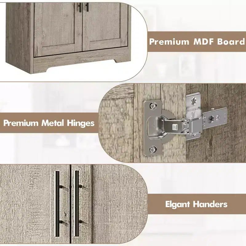 Meuble de cuisine CuisinSmart de 70 pouces de haut, Armoire de rangement sur pied avec 4 portes et étagères réglables, Grand meuble en bois pour bar à café et rangements utilitaires