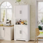 Meuble de cuisine CuisinSmart de 70 pouces de haut, Armoire de rangement sur pied avec 4 portes et étagères réglables, Grand meuble en bois pour bar à café et rangements utilitaires