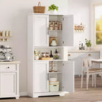 Meuble de cuisine CuisinSmart de 70 pouces de haut, Armoire de rangement sur pied avec 4 portes et étagères réglables, Grand meuble en bois pour bar à café et rangements utilitaires