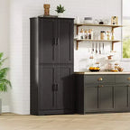 Meuble de cuisine CuisinSmart de 70 pouces de haut, Armoire de rangement sur pied avec 4 portes et étagères réglables, Grand meuble en bois pour bar à café et rangements utilitaires
