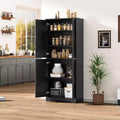 CuisinSmart 70in Tall Kitchen Pantry Cabinet,Freestanding Storage Cabinet with 4 Doors and Adjustable Shelves,Large Utility Wooden Coffee Bar Cabinet
