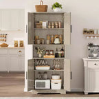 Meuble de cuisine CuisinSmart de 70 pouces de haut, Armoire de rangement sur pied avec 4 portes et étagères réglables, Grand meuble en bois pour bar à café et rangements utilitaires