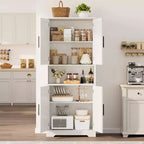 Meuble de cuisine CuisinSmart de 70 pouces de haut, Armoire de rangement sur pied avec 4 portes et étagères réglables, Grand meuble en bois pour bar à café et rangements utilitaires