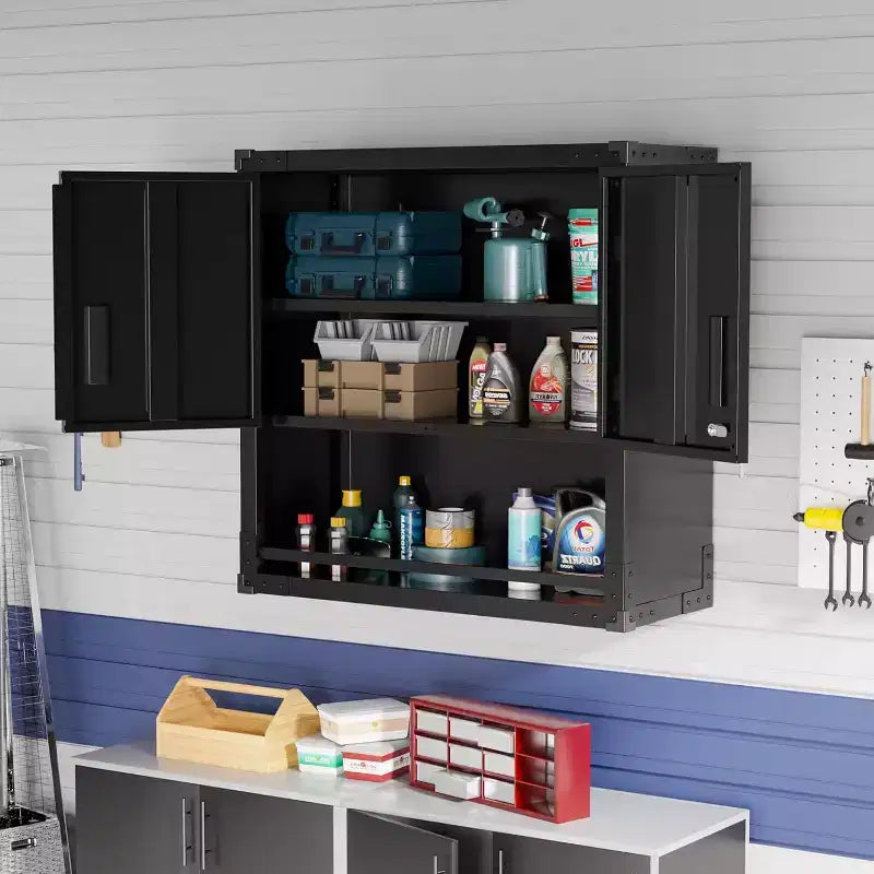 Armoire de rangement de garage VINGLI avec portes verrouillables et étagère réglable, armoire de rangement en métal
