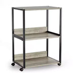 VINGLI 3 Tier Rolling Printer Stand with Storage, Desktop Printer Shelf, Combinable Printer Table for Fax Machine Copier Scanner (Rustic Gray)