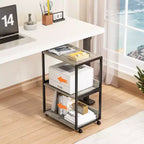 VINGLI 3 Tier Rolling Printer Stand with Storage, Desktop Printer Shelf, Combinable Printer Table for Fax Machine Copier Scanner (Rustic Gray)