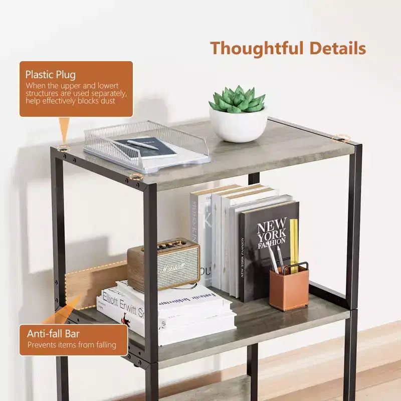 VINGLI 3 Tier Rolling Printer Stand with Storage, Desktop Printer Shelf, Combinable Printer Table for Fax Machine Copier Scanner (Rustic Gray)