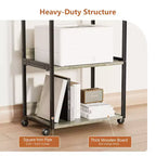 VINGLI 3 Tier Rolling Printer Stand with Storage, Desktop Printer Shelf, Combinable Printer Table for Fax Machine Copier Scanner (Rustic Gray)