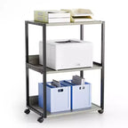 VINGLI 3 Tier Rolling Printer Stand with Storage, Desktop Printer Shelf, Combinable Printer Table for Fax Machine Copier Scanner (Rustic Gray)