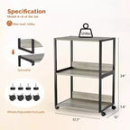 VINGLI 3 Tier Rolling Printer Stand with Storage, Desktop Printer Shelf, Combinable Printer Table for Fax Machine Copier Scanner (Rustic Gray)