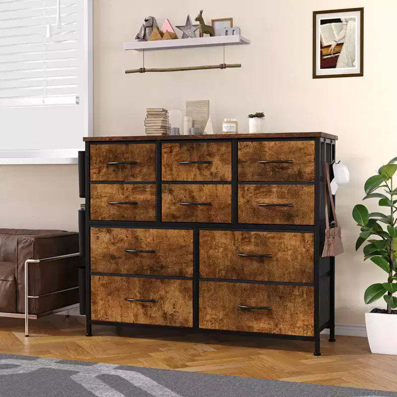 Commode à 10 tiroirs pour chambre à coucher, commode avec tiroirs en tissu, organisateur de commode pour placard, couloir, salon
