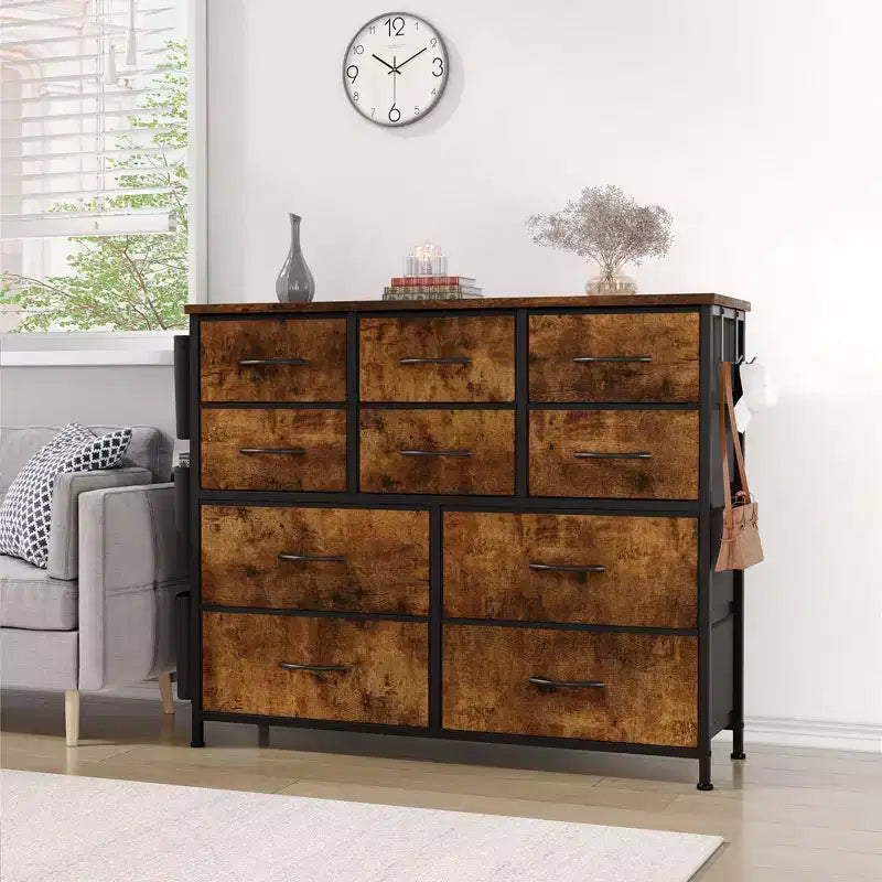 Commode à 10 tiroirs pour chambre à coucher, commode avec tiroirs en tissu, organisateur de commode pour placard, couloir, salon