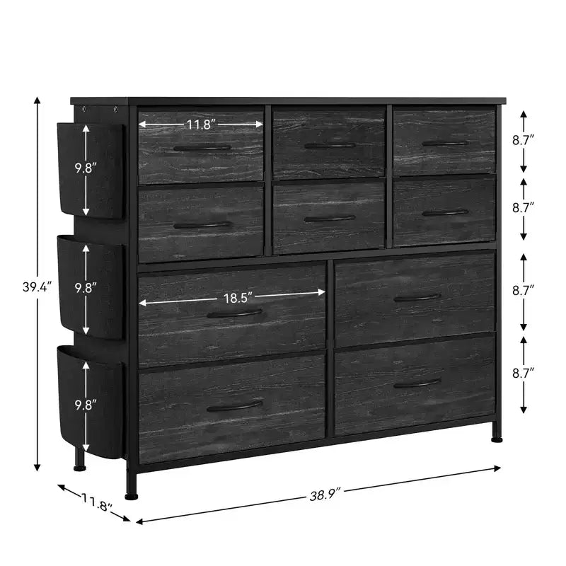 Commode à 10 tiroirs pour chambre à coucher, commode avec tiroirs en tissu, organisateur de commode pour placard, couloir, salon