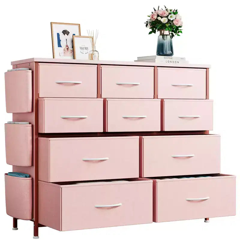 Commode à 10 tiroirs pour chambre à coucher, commode avec tiroirs en tissu, organisateur de commode pour placard, couloir, salon