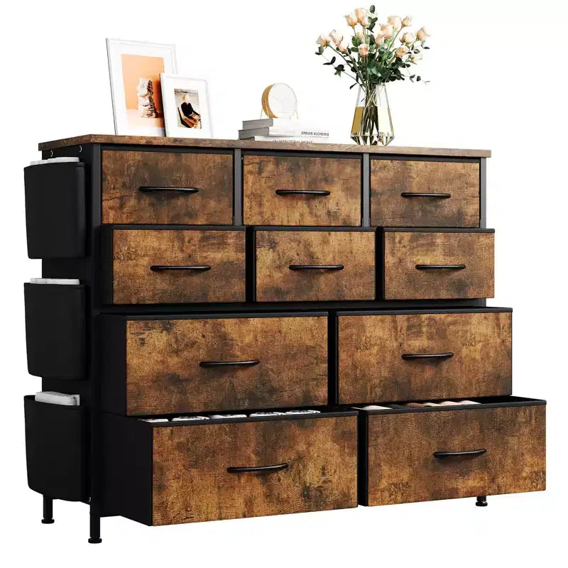 Commode à 10 tiroirs pour chambre à coucher, commode avec tiroirs en tissu, organisateur de commode pour placard, couloir, salon