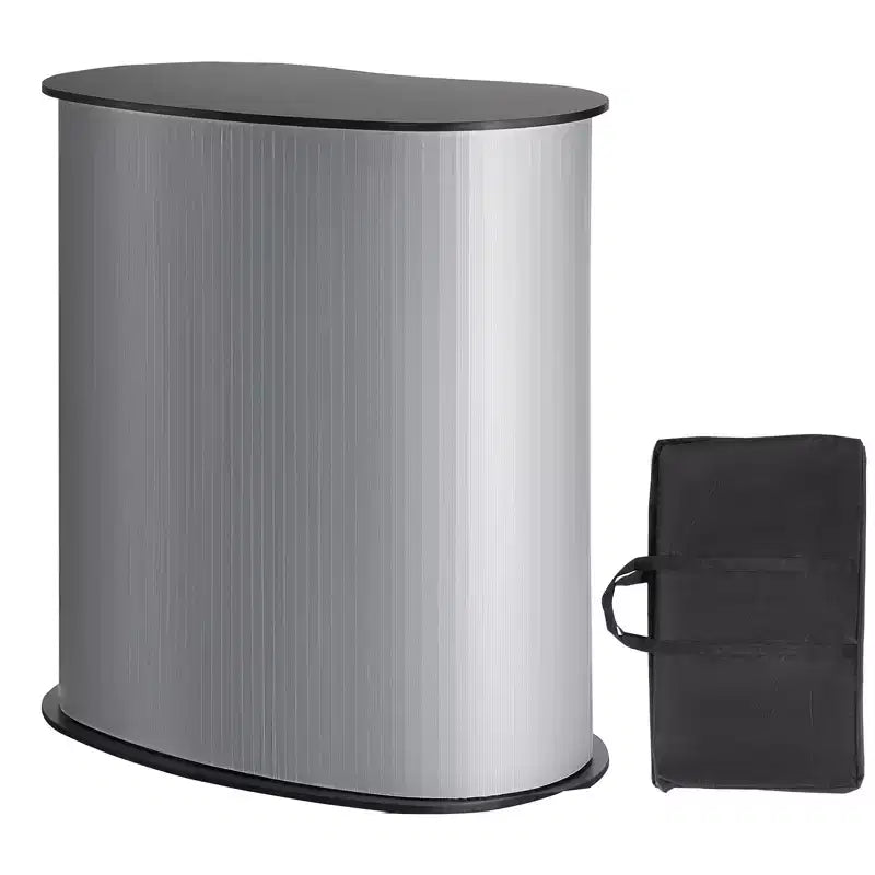 VEVOR Portable Tradeshow Podium Table, 35.43 x 19.29 x 37.01, Display Exhibition Counter Stand Booth Fair with Wall, Gray