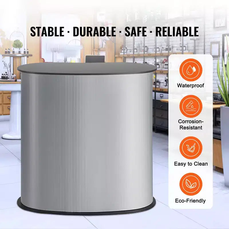 VEVOR Portable Tradeshow Podium Table, 35.43 x 19.29 x 37.01, Display Exhibition Counter Stand Booth Fair with Wall, Gray