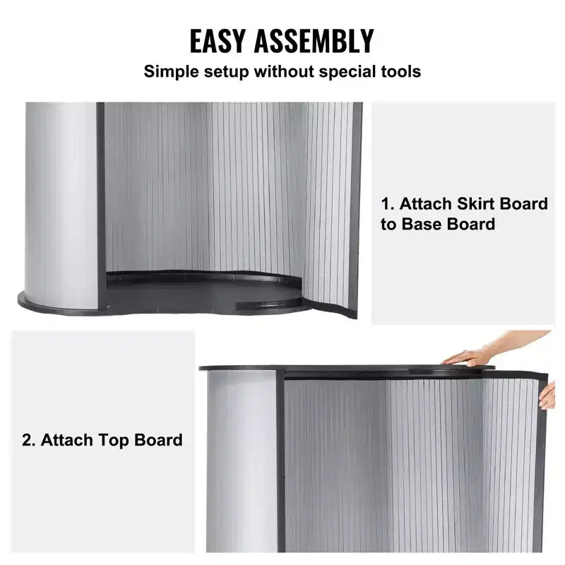 VEVOR Portable Tradeshow Podium Table, 35.43 x 19.29 x 37.01, Display Exhibition Counter Stand Booth Fair with Wall, Gray