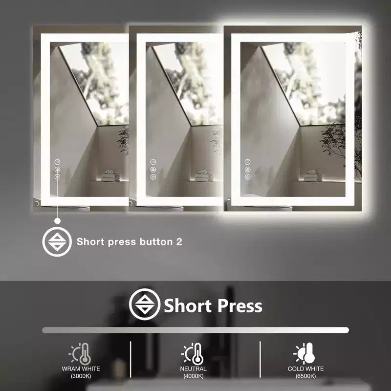 Miroir de salle de bain MAYEERTY double source lumineuse, trois modes d'éclairage