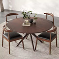 PexFix 47.2 Solid Wood Round Dining Kitchen Table for 4-6 People Modern Farmhouse Dining Room Tables for Dinette Restaurant Walnut