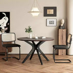 PexFix Table de salle à manger et de cuisine ronde en bois massif de 47,2 po pour 4 à 6 personnes, tables de salle à manger modernes de style ferme pour dînette ou restaurant, noyer