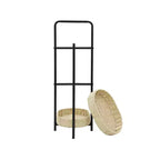 MAYEERTY Table d'appoint ovale à 3 niveaux avec paniers tressés en corde de papier, étagères de rangement pour salon et cuisine, couleur naturelle