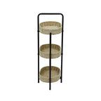 MAYEERTY Table d'appoint ovale à 3 niveaux avec paniers tressés en corde de papier, étagères de rangement pour salon et cuisine, couleur naturelle